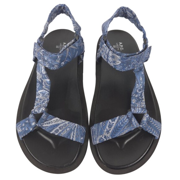 A.P.C. Liberty Anais Floral Sandals US 10 EU 43 Mens Blue Platform Strappy $285 main image 9